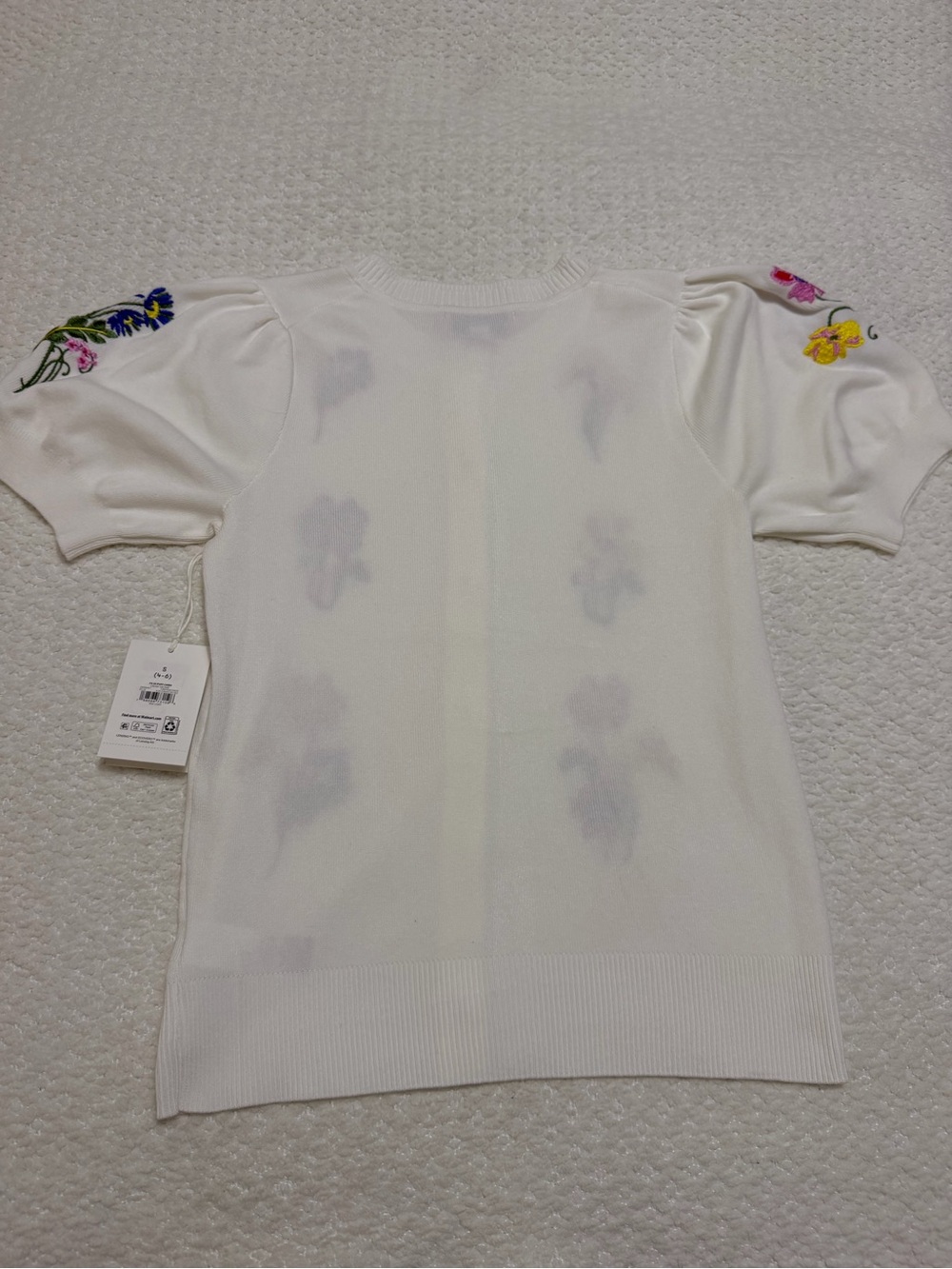 Free Assembly Embroidered Cardigan Sweater with Puff Sleeves Women’s Size Small - Picture 12 of 12